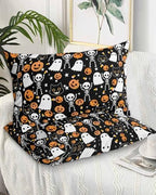 Halloween King Pillow Cases Set of 2 - Microfiber Bed Throw Pillow Covers, Orange Pumpkin White Ghost Skeleton Black Decorative Lumbar Pillow Cover with Envelope Closure for Sofa/Travel 20"x36" by DecorLovee