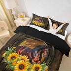 Horse Printed Bedding Set,Horseshoe Print Duvet Cover for Kids Teens Girls,Horseshoe Print Comforter Cover Decorative Room,Rustic Farmhouse Quilt Cover with 2 Pillowcases,King Size(No Comforter) - Image 3