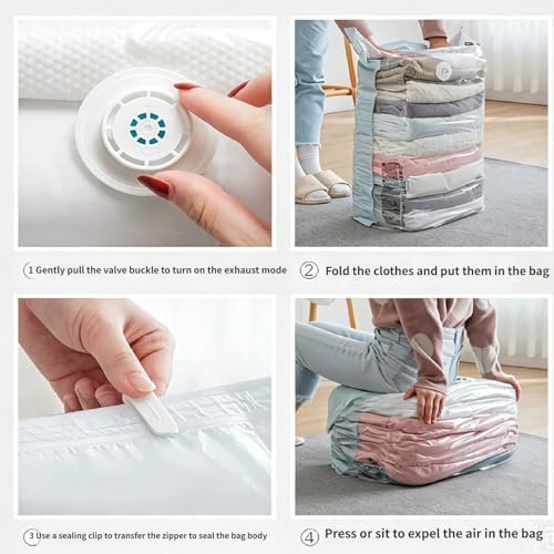 No Pump Large Capacity Vacuum Storage 3d Compression Bags 3-Sec Fast,Thickened Pump Free Stereoscopic No-Pump Compression Bag for Clothes,Travel,Beddings (2M+2L) - Image 6