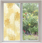 Window Privacy Film Frosted, Yellow Palm Trees Tropical Non-Adhesive Static Cling Window Tint, Summer Beach Botanical Insulated Windows Frosted Films for Living Room, 35.4 x 78.7 Inches by Unknown