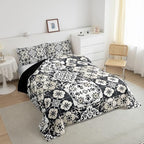 Erosebridal Mexican Talavera Tile Full Bedding Set - Vintage Flower Mexico Comforter Set, Retro Floral Patchwork Quilt for Kids Adults, Exotic Ethnic Aesthetic Bedroom Decor - 2 Pillowcases - Image 5