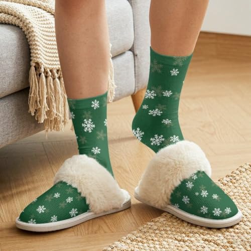 Fuzzy Slippers for Women Washable Cotton Slippers with Crew Socks - Image 4