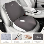 Upgrade Large Car Seat Cushion and Lumbar Support Pillow, Ergonomic Memory Foam Driving Seat Cushion for Back & Sciatica Pain Relief, Non-Slip Washable Seat Cushion for Car, Driver, Office-Gray - Image 4