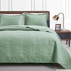 Love's cabin California King Size Quilt Bedding Set Sage Bedspreads - Cal King Summer Lightweight Bedspread Comforter - Coin Pattern Coverlet for All Season - 3 Pieces (1 Quilt, 2 Pillow Shams) by Lovescabin