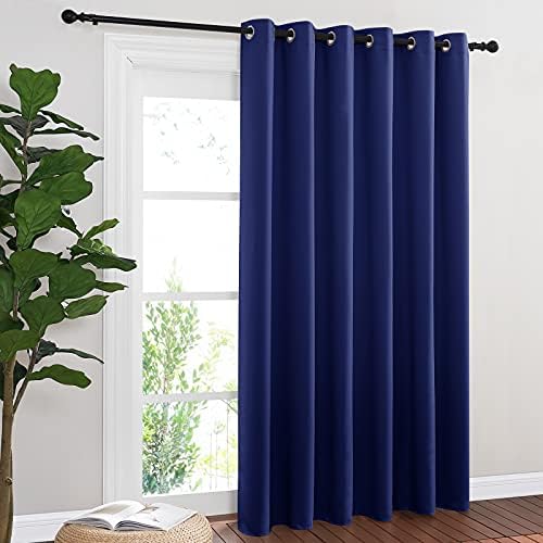 NICETOWN Sliding Glass Door Curtain Panel, Home Decoration Privacy & Noise Reducing Room Divider for Shared Apartment (Navy Blue, 80 inches x 84 inches) by NICETOWN