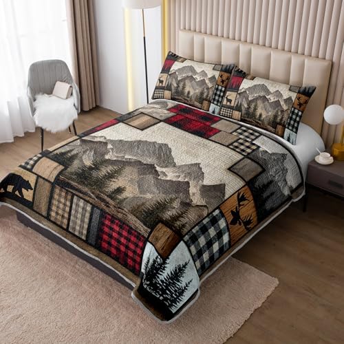 HOSIMA Forest Hunting Plaid Patchwork Quilt Queen Size with 2 Pillowcases. - Image 2