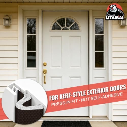 Litaibai 60 ft Kerf Weather Stripping Door Seal for Exterior Doors, Brown - Image 6