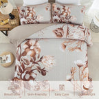 Drucon Khaki Quilt Set King Size Bedding Set 3 Pieces Boho Floral Quilt - Image 6