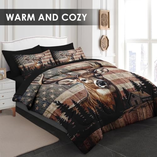 Pamnest Full Comforter Set with Sheets, 7 Pieces Hunting Vintage Bedding - Image 2