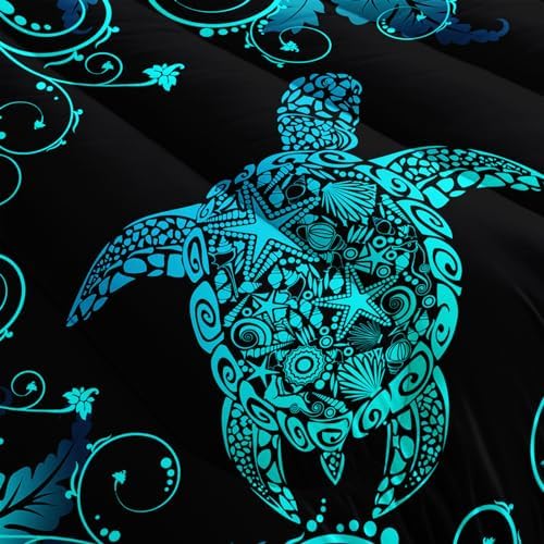 Nttopship Blue Sea Turtles Comforter Set, Full Size, 3-Piece (1 Comforter + 2 Pillowcases), Microfiber, Nautical, Animal Theme, Bedding Set - Image 4