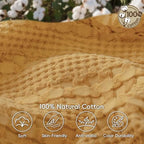 PHF Lightweight 100% Cotton Waffle Throw Blanket for Couch, Pumpkin Orange - Image 4