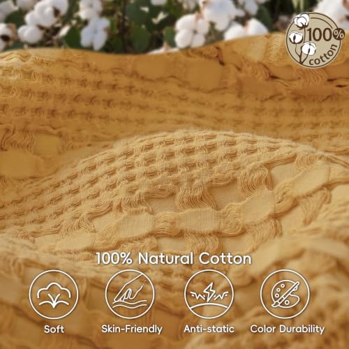 PHF Lightweight 100% Cotton Waffle Throw Blanket for Couch, Pumpkin Orange - Image 4