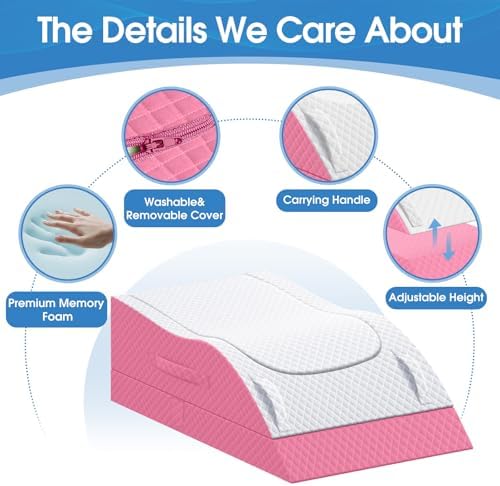 TranquilRelax Leg Elevation Pillows for After Surgery, Wedge Pillow, Pink - Image 4
