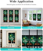 Window Privacy Film Frosted, Halloween Non-Adhesive Static Cling Window Tint, Green Spooky Pumpkin Ghost Moonlight Castle Insulated Windows Frosted Films for Living Room, 35.4 x 78.7 Inches - Image 7