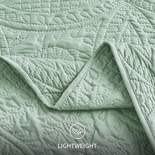 Love's cabin California King Size Quilt Bedding Set Sage Bedspreads - Cal King Summer Lightweight Bedspread Comforter - Coin Pattern Coverlet for All Season - 3 Pieces (1 Quilt, 2 Pillow Shams) - Image 6