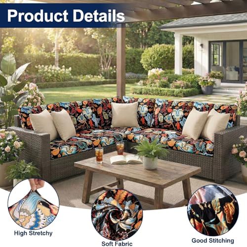 Smiry Waterproof Patio Cushion Covers, Stretch Outdoor Furniture Covers - Image 5