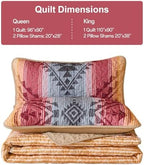 Dintszyayue Bohemian Quilt Set King, 3 Pcs Red Aztec Parttern Bedspread - Image 7