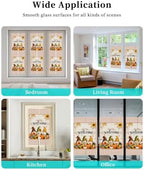 Window Privacy Film Frosted, Thanksgiving Gnomes Reusable Static Cling Window Tints, Fall Orange White Pumpkin Maple Leaf Heat Control Windows Films for Offices, Balcony, 29.5 x 118 Inches - Image 7