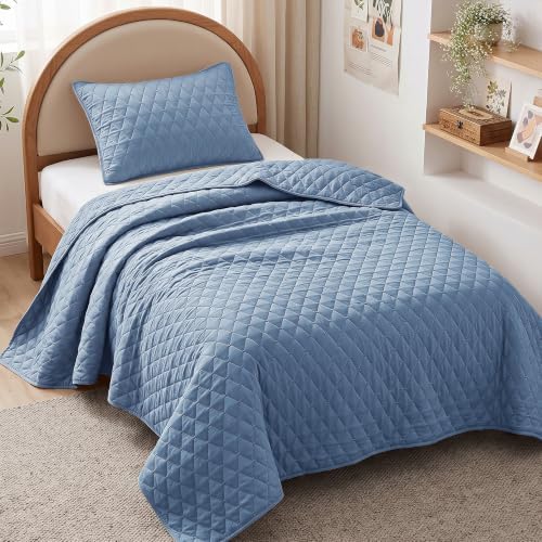 Exclusivo Mezcla Reversible Twin Quilt Bedding Set, Grayish Blue by ExclusivoMezcla