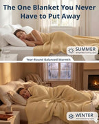 LANE LINEN 100% Cotton Blanket Twin, 300 GSM Lightweight & Soft - Beige - Image 4