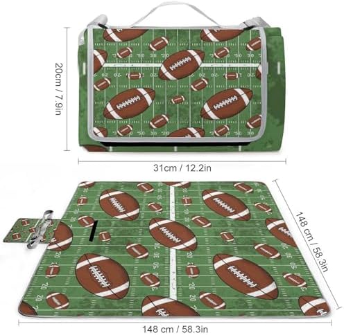 Waterproof Sandproof Picnic Mat Retro American Football Field Large Outdoor Picnic Blanket Family Camping Beach Blanket for Park - Image 2