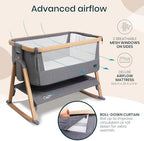 Tutti Bambini CoZee® Air Baby Bassinet & Bedside Sleeper, Oak & Charcoal - Image 5