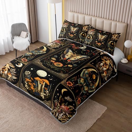 HOSIMA Boho Butterfly Mushroom Patchwork Quilt Queen with 2 Pillowcases. - Image 2