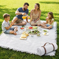 White Picnic Blanket, Oversized 71'' x 71'' Cotton Polyester Boho Beach Blanket, Lightweight Outdoor Mat, Machine Washable for Park, Camping & Photoshoot (White) by RCOACE
