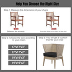 idee-home Outdoor Chair Cushions Set of 2, 17" x 17" D-Shaped - Image 4