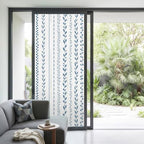 Window Privacy Film Frosted, Modern Minimalist Non-Adhesive Static Cling Window Tint, Light Blue Rustic Leaves Stripes Insulated Windows Frosted Films for Living Room, 35.4 x 78.7 Inches - Image 2