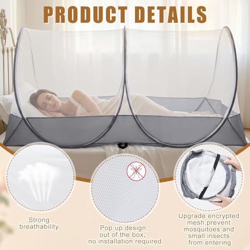 1 Pcs Mosquito Netting for Camping Bed 78 * 39 * 28 Inch, White - Image 3