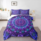 Erosebridal Mandala Comforter Set Twin Boho Chic Medallion Bedding Set for Kids Girls Teens Women Bedroom Decor, Bohemian Exotic Flower Quilted Duvet Mandala Tie Dye Spiral Comforter+1 Pillow Case by Erosebridal