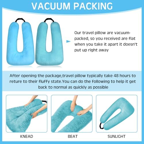 Barydat 2 Pcs Car Travel Pillow for The Back Seat, 28"x 18", Blue, Green - Image 3