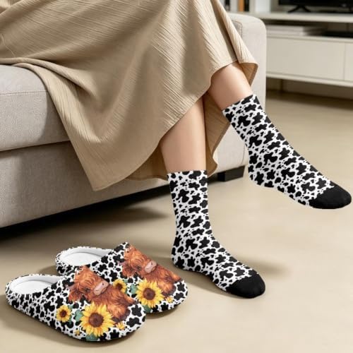 Jeiento Womens Fuzzy Slipper and Socks Winter Warm Gifts for Mom,Wam Cozy Indoor Socks Comfort Home Shoes - Image 3