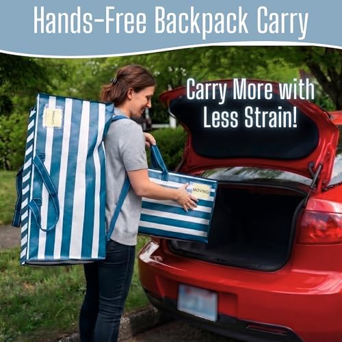 VENO 4 Pack Heavy Duty Moving Bags with Backpack Straps, Zippers & Handles, Extra Large Packing Bags for College Dorm Essentials, Moving Supplies Alternative to Cardboard Moving Boxes - Image 4