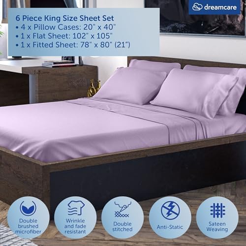 DREAMCARE King Size Sheets Set - 6 pcs Breathable Cooling Sheets King Size - Image 3