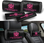 W-POWER 4PCS Junction Produce JDM Car Neck Pillow Headrest + JP VIP Embroidery Car Seat Belt Cover Set (Pink) by W-POWERAutomotive