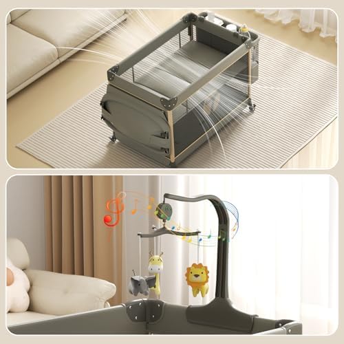 4-in-1 Pack and Play, with Musical Toy Rack & Bag, Crib Organizer - Image 5