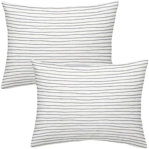 Makemake Organics Organic Toddler Pillowcase (Set of 2) GOTS Certified Organic Cotton Toddler Boy Pillowcase Safer Breathable Fits 13x18 Toddler Travel Pillows (Navy Blue Stripes, 14x19) - Image 3