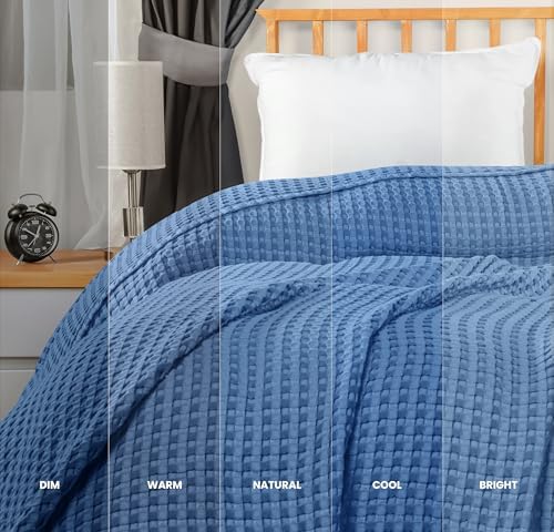 Utopia Bedding 100% Cotton Waffle Blanket Queen Size Wedgewood, 90x90 Inch - Image 5