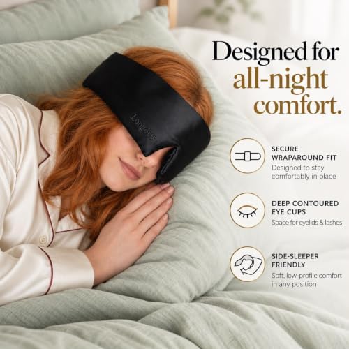 Longevity 100% Mulberry Silk Eye Mask for Sleeping - Bio-Contoured Silk Sleep Mask with Silver Ion Infusion for Skin & Hair - Light Blocking, Hypoallergenic - Luxury Sleep Aids for Women & Men - Image 4