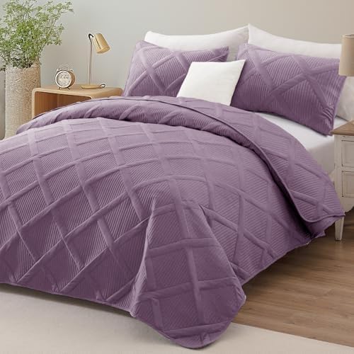 Exclusivo Mezcla 3-Piece Soft Quilt King Size Bedding Set, Dusty Lavender - Image 2
