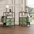 MALOL Night Stands for Bedrooms Set of 2 with Charging Station&Light Strip by MALOL