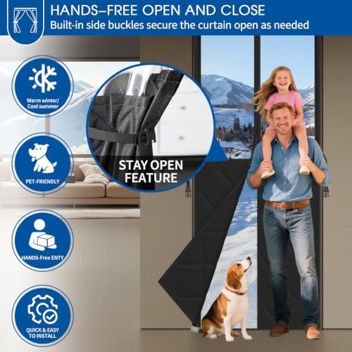 Magnetic Thermal Insulated Door Curtain Fits 72x80inch Sliding Door - Image 7