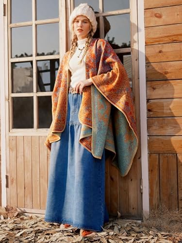 Beautiful Nomad Women's Retro Style Poncho Cape Boho Shawl Wraps - Image 4