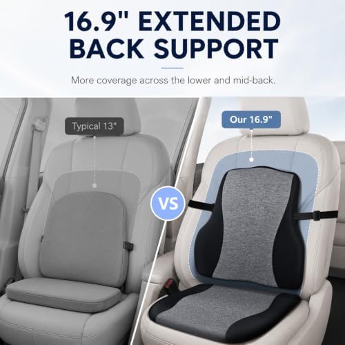 Car Seat Cushion with Lumbar Support, Firm 2-Piece Set for Long Drive, Grey - Image 7