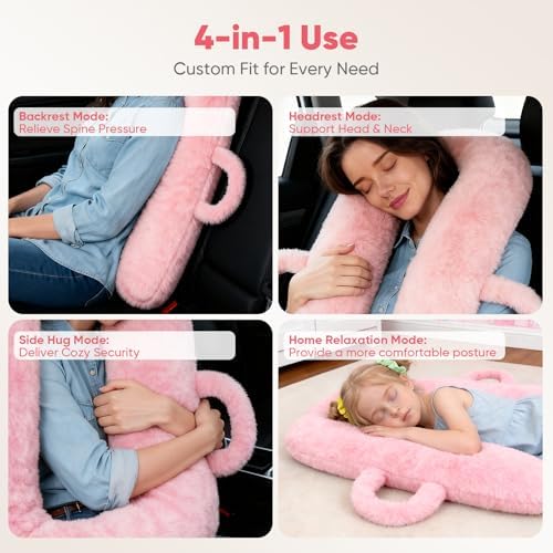 Plzpik Car Pillow for Kids, Removable, Washable Pillowcases and Pillow Inserts(The only Upgrade on the Market),Travel Pillow for Car Sleeping(Pink) - Image 4