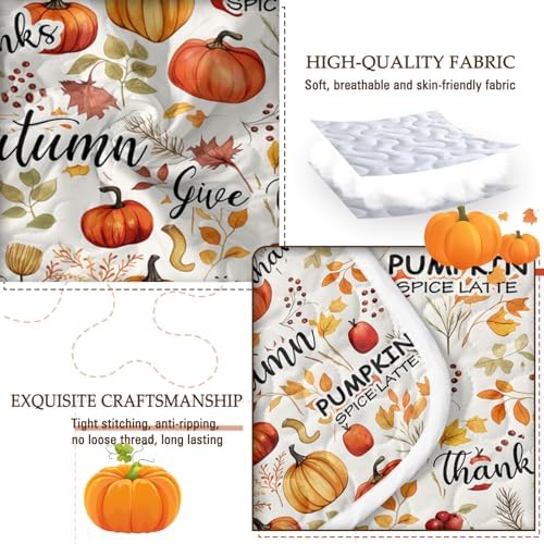 BlessLiving Quilts Queen Size Pumpkin Maple Leaves Halloween Fall Bedding - Image 4