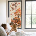 Window Privacy Film Frosted, Thanksgiving Fall Static Cling Door Window Covering, Orange Car Pumpkin Maple Leaves Tree UV Blocking Windows Film for Office, Hotel, Bedroom, 29.5 x 78.7 Inches - Image 2