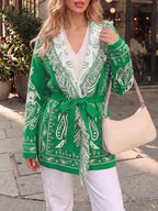 Saodimallsu Womens Fall Tassel Shawl Collar Cardigan Paisley Wrap Sweaters - Image 3